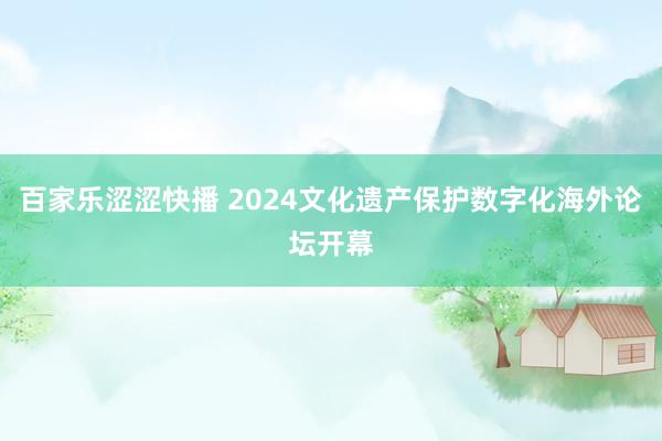 百家乐涩涩快播 2024文化遗产保护数字化海外论坛开幕