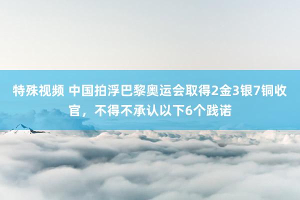 特殊视频 中国拍浮巴黎奥运会取得2金3银7铜收官，不得不承认以下6个践诺