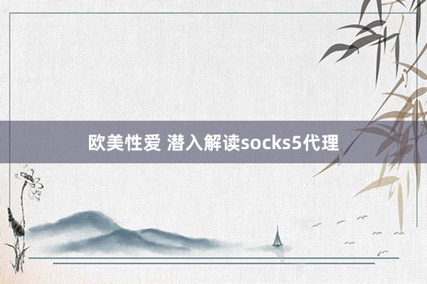 欧美性爱 潜入解读socks5代理