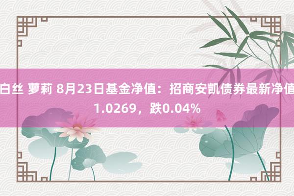 白丝 萝莉 8月23日基金净值：招商安凯债券最新净值1.0269，跌0.04%