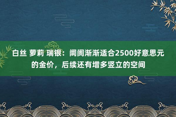 白丝 萝莉 瑞银：阛阓渐渐适合2500好意思元的金价，后续还有增多竖立的空间